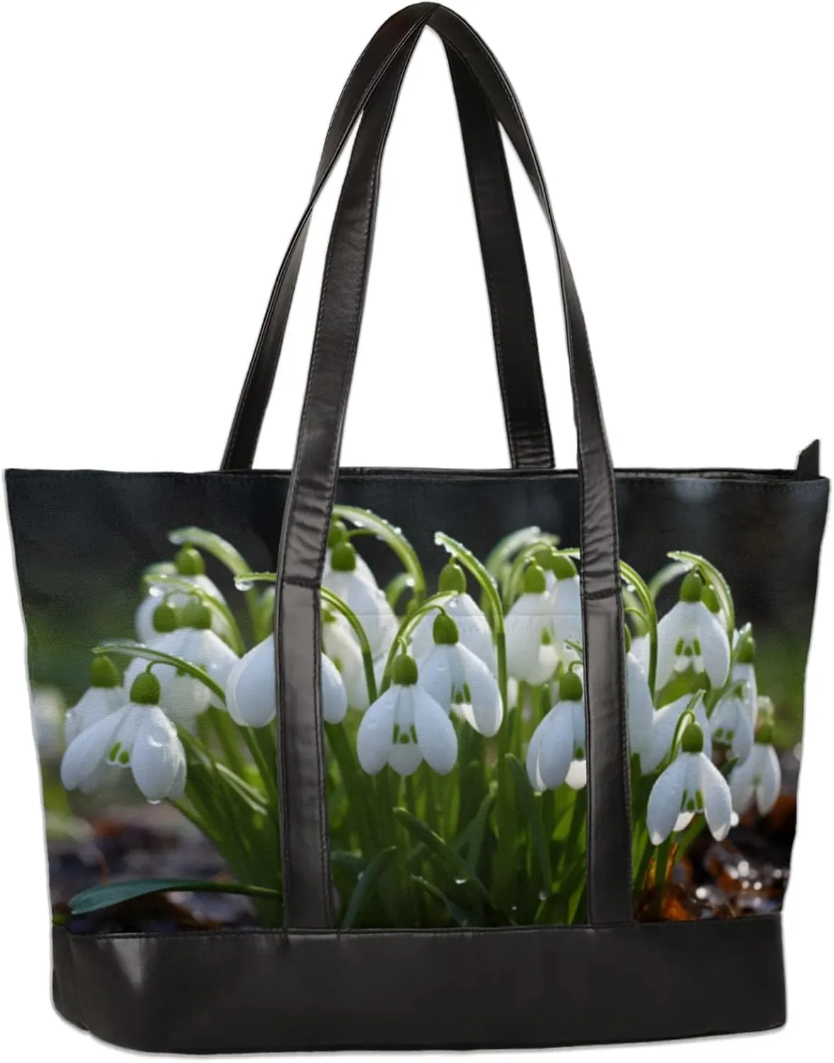 Beautiful Lily Valley Flowers Laptop Tote Bag for Women Lightweight Work Purse with Multiple Compartments Fits 13-15.6 Inch Laptop Tablet Shoulder Bag for Office Travel Daily Use