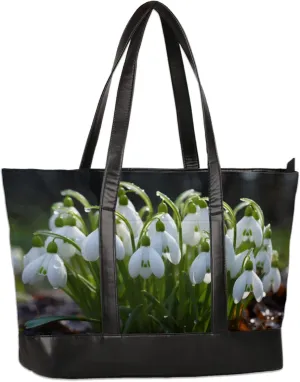 Beautiful Lily Valley Flowers Laptop Tote Bag for Women Lightweight Work Purse with Multiple Compartments Fits 13-15.6 Inch Laptop Tablet Shoulder Bag for Office Travel Daily Use