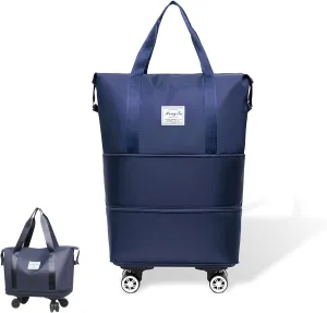 Beente Travel Bag With Wheels, 2025 New Large Capacity Travel Bag - Universal Wheel Removable, Expandable and Foldable, Suitable for Business or Vacation (Light blue,One size)