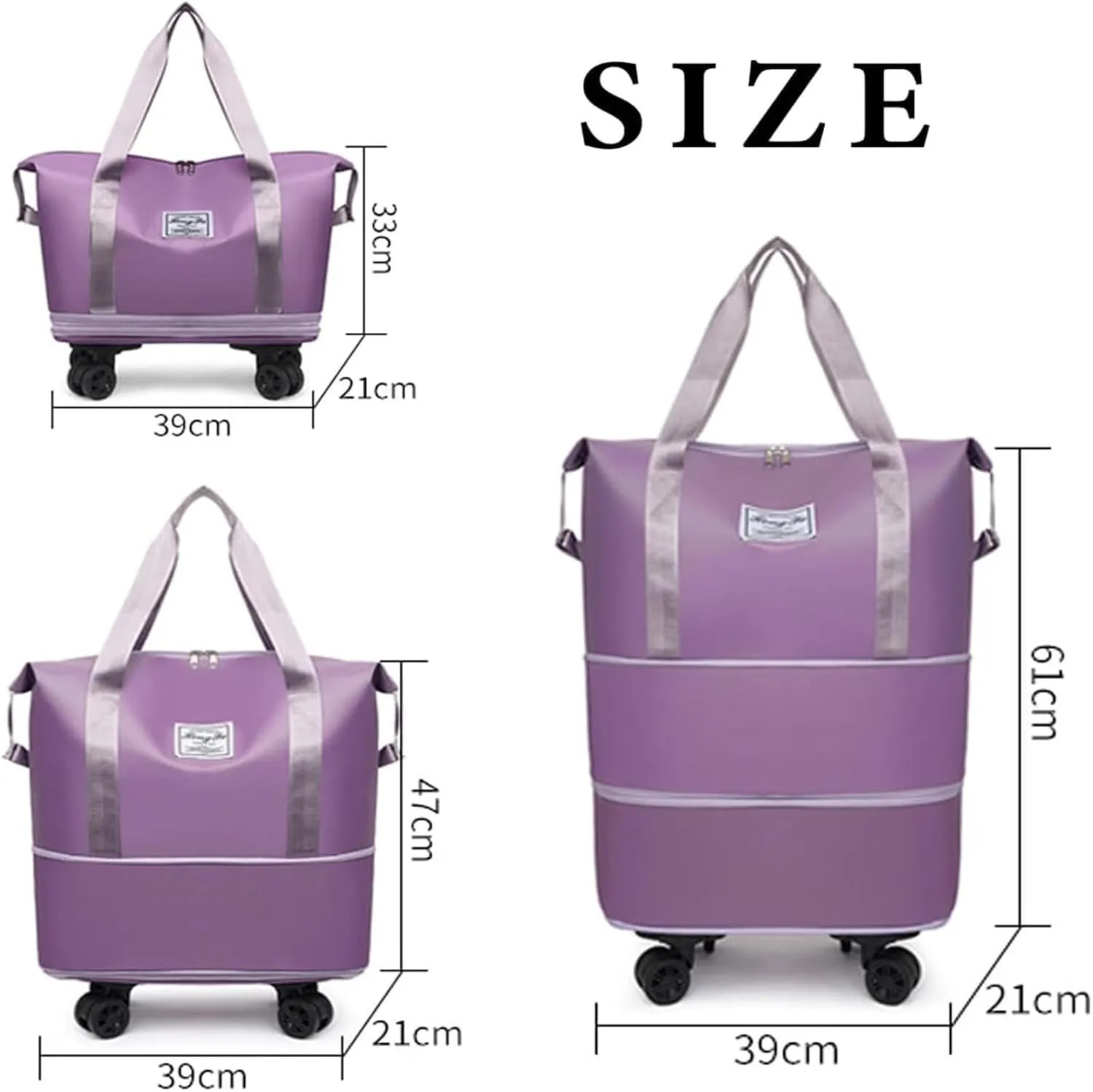 Beente Travel Bag With Wheels, 2025 New Large Capacity Travel Bag - Universal Wheel Removable, Expandable and Foldable, Suitable for Business or Vacation (Light blue,One size)