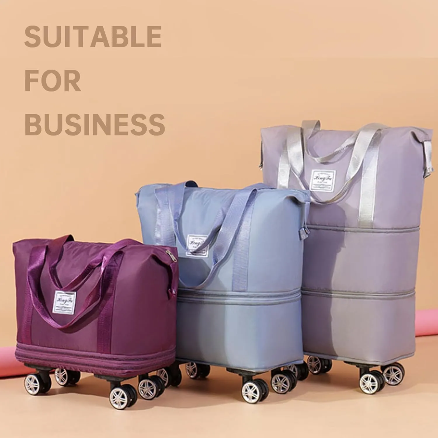 Beente Travel Bag With Wheels, 2025 New Large Capacity Travel Bag - Universal Wheel Removable, Expandable and Foldable, Suitable for Business or Vacation (Light blue,One size)