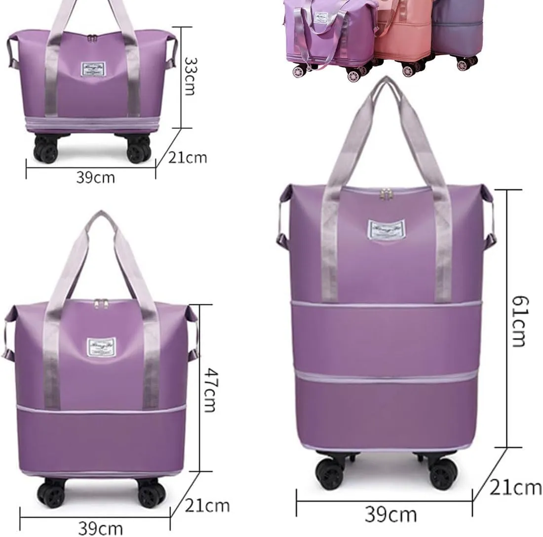 Beente Travel Bag With Wheels, Expandable Duffel 2025 New Large Capacity Travel Bag - Universal Wheel Removable (Black,No wheels)