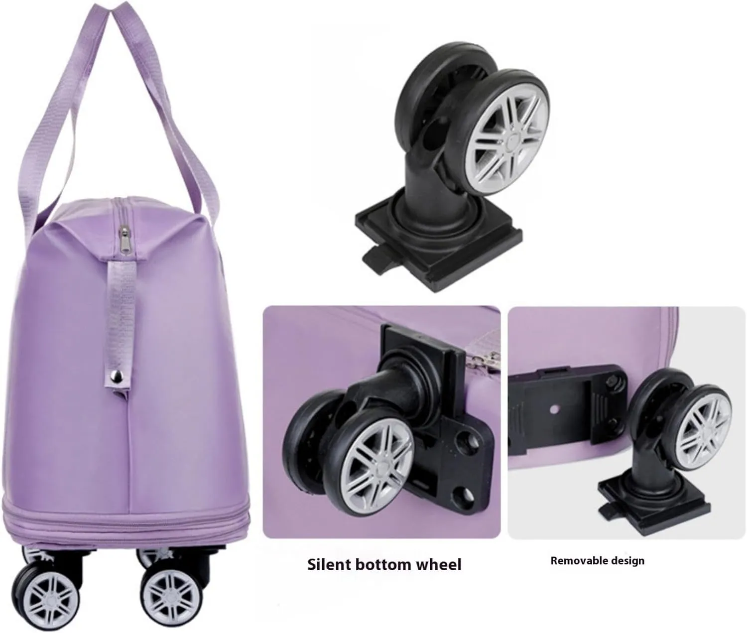 Beente Travel Bag with Wheels,Large Capacity Travel Bag, Rolling Tote Bag withWheels, Universal Wheel Removable (Fog blue)