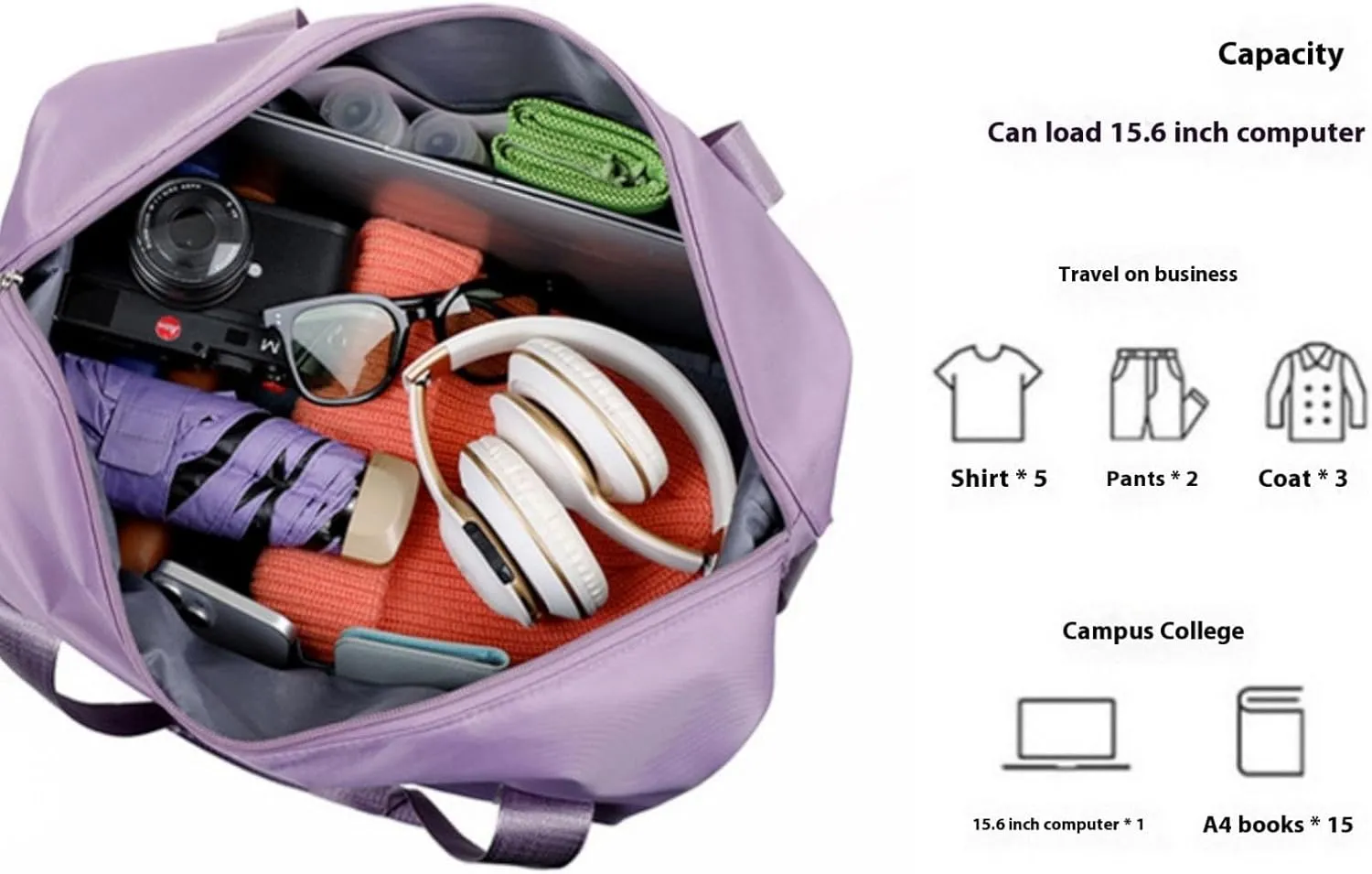 Beente Travel Bag with Wheels,Large Capacity Travel Bag, Rolling Tote Bag withWheels, Universal Wheel Removable (Fog blue)