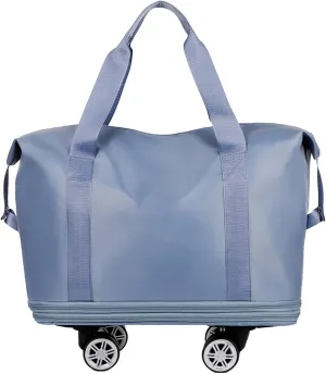Beente Travel Bag with Wheels,Large Capacity Travel Bag, Rolling Tote Bag withWheels, Universal Wheel Removable (Fog blue)