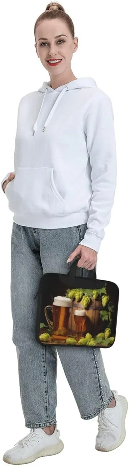 Beer and Hop Cones Laptop Tote Bag for Men Women Laptop Sleeve Shoulder Briefcase Messenger Computer Bag
