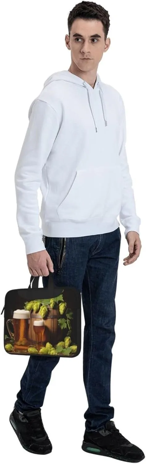 Beer and Hop Cones Laptop Tote Bag for Men Women Laptop Sleeve Shoulder Briefcase Messenger Computer Bag