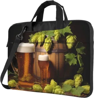 Beer and Hop Cones Laptop Tote Bag for Men Women Laptop Sleeve Shoulder Briefcase Messenger Computer Bag
