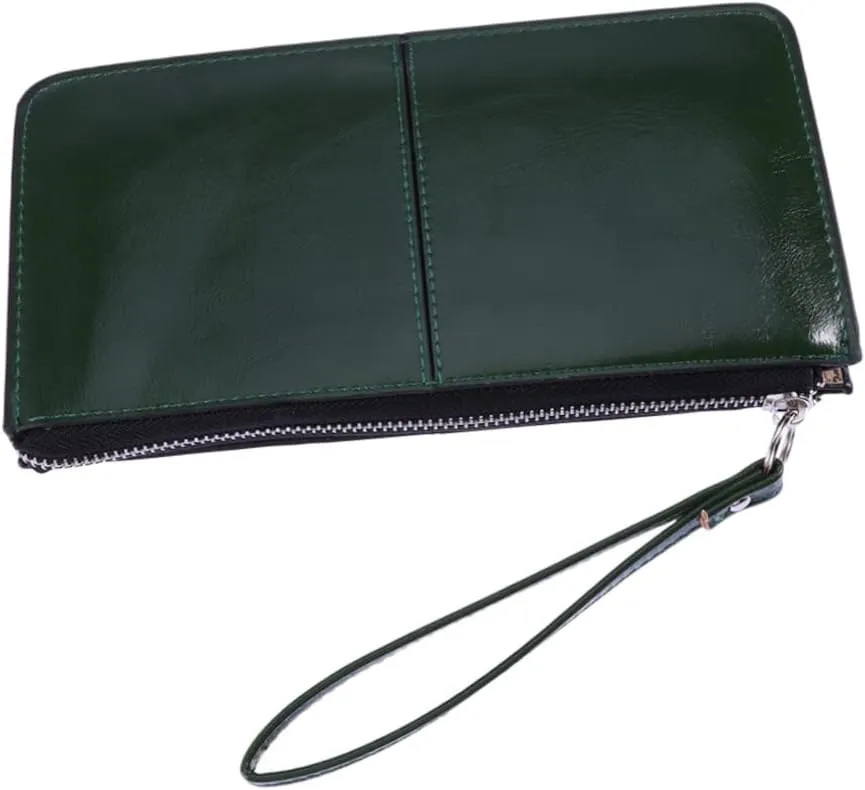 BESPORTBLE Zipper Buckle Clutch Purse Women Evening Dark Handbags Ladies Wallet High Capacity Envelope Bag Mobile Handbag Holder Green