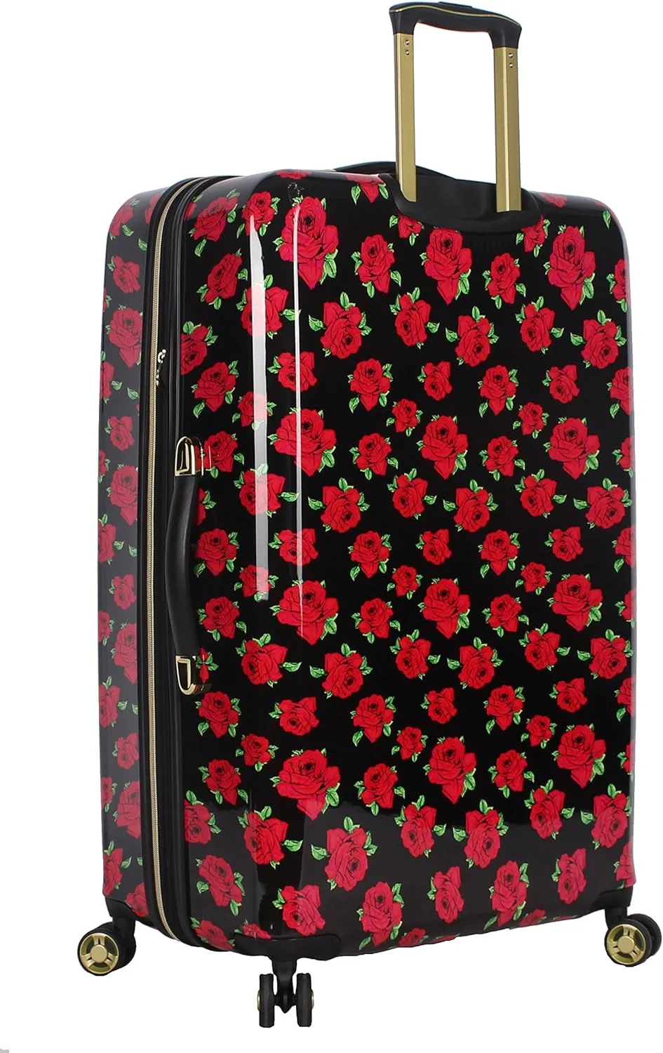 Betsey Johnson 30 Inch Checked Luggage Collection - Expandable Scratch Resistant (ABS   PC) Hardside Suitcase - Designer Lightweight Bag with 8-Rolling Spinner Wheels