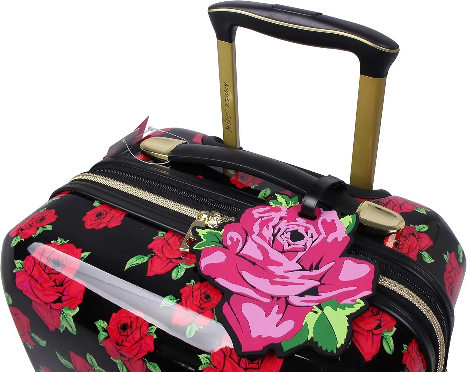 Betsey Johnson 30 Inch Checked Luggage Collection - Expandable Scratch Resistant (ABS   PC) Hardside Suitcase - Designer Lightweight Bag with 8-Rolling Spinner Wheels