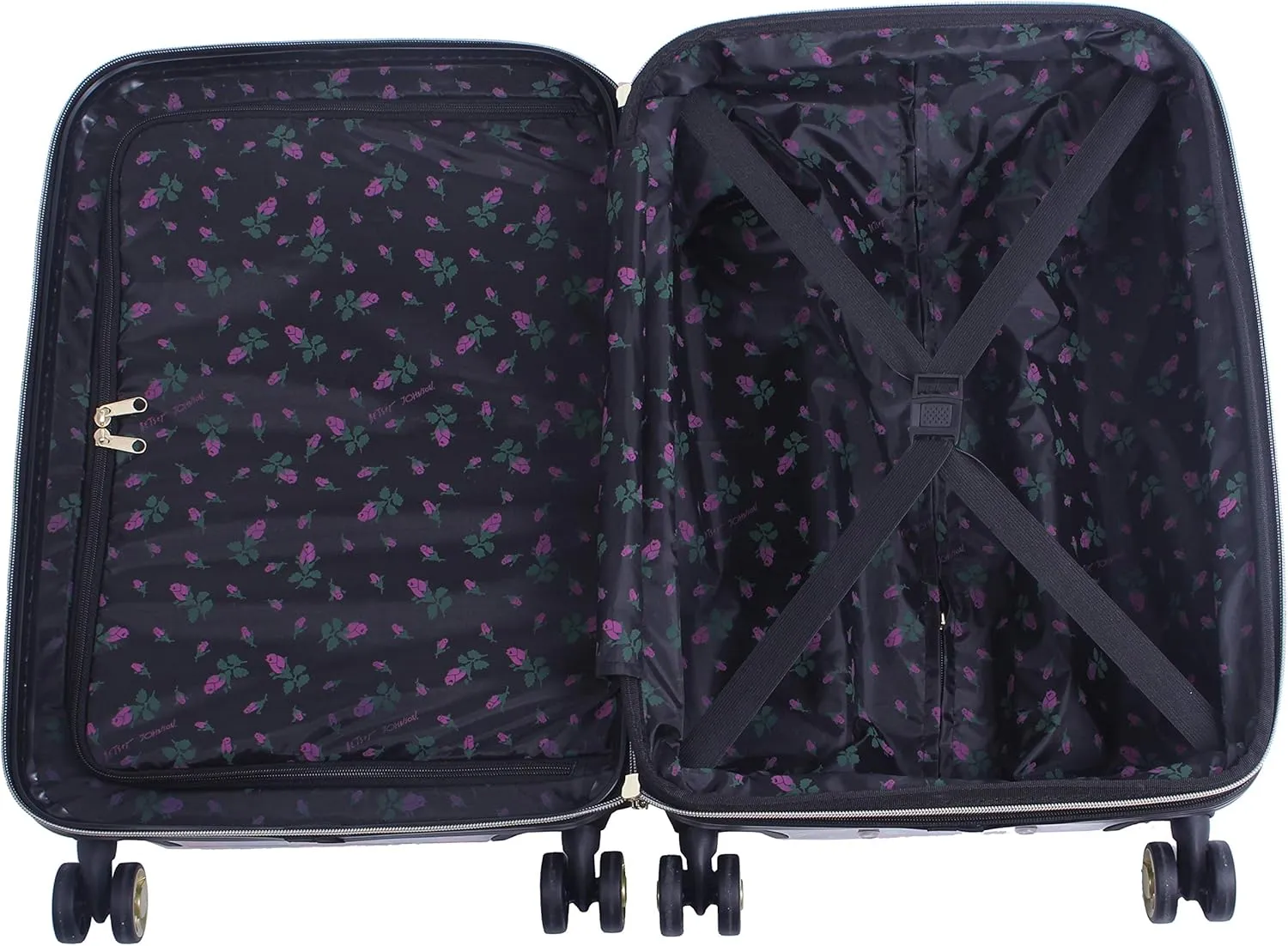 Betsey Johnson 30 Inch Checked Luggage Collection - Expandable Scratch Resistant (ABS   PC) Hardside Suitcase - Designer Lightweight Bag with 8-Rolling Spinner Wheels