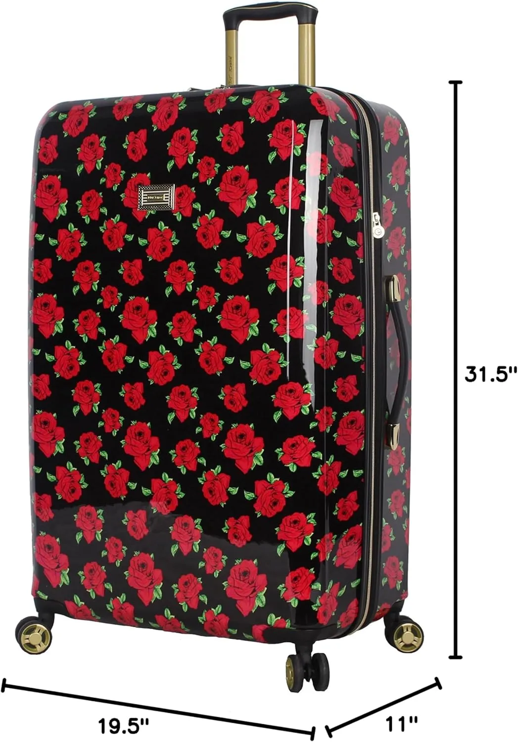 Betsey Johnson 30 Inch Checked Luggage Collection - Expandable Scratch Resistant (ABS   PC) Hardside Suitcase - Designer Lightweight Bag with 8-Rolling Spinner Wheels