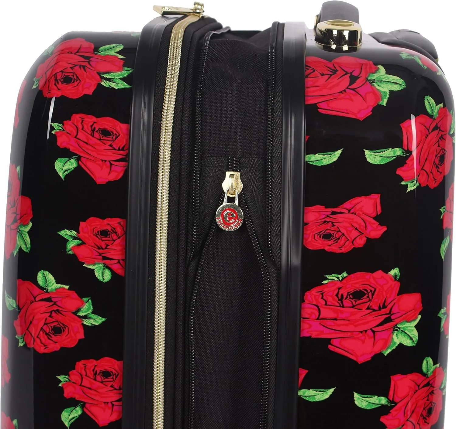 Betsey Johnson 30 Inch Checked Luggage Collection - Expandable Scratch Resistant (ABS   PC) Hardside Suitcase - Designer Lightweight Bag with 8-Rolling Spinner Wheels