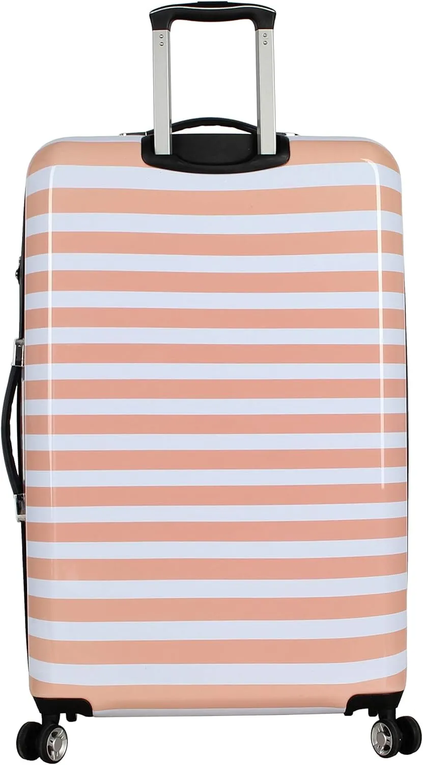 Betsey Johnson Designer Luggage Collection - Expandable 3 Piece Hardside Lightweight Spinner Suitcase Set - Travel Set includes 20-Inch Carry On, 26 inch and 30-Inch Checked Suitcase (Chevron Hearts)