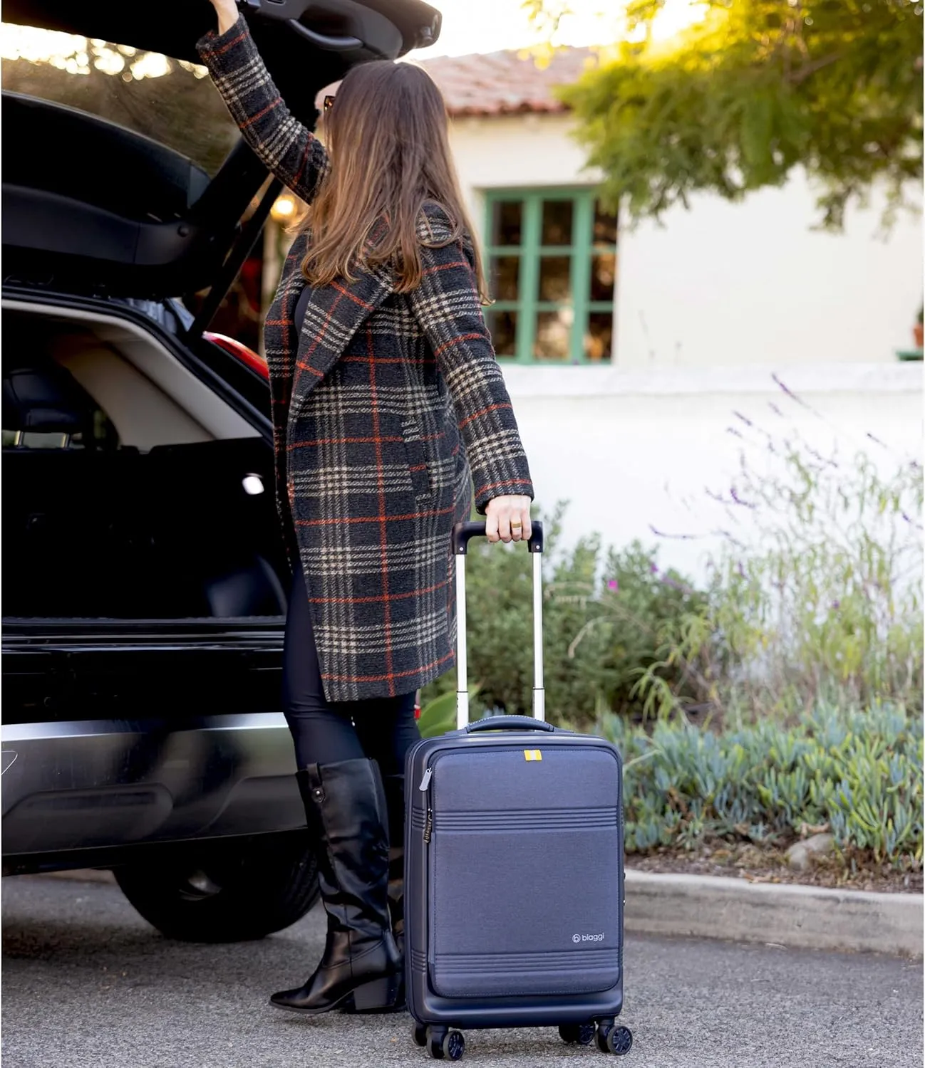 biaggi Runway Hybrid Carry-On Luggage - Polycarbonate Shell, Lightweight Expandable Travel Bag, Expandable, TSA-Approved (Hardside Carryon, Navy Blue)