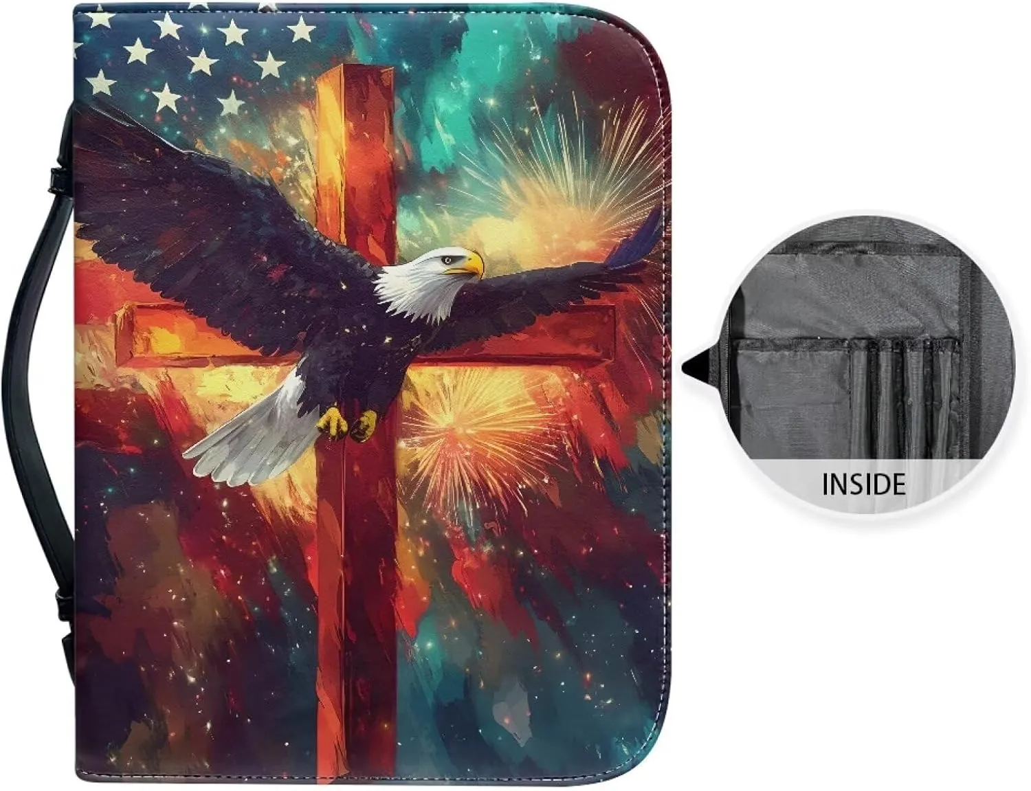 Bible Cover Men and Women's Lightweight PU Leather Bible Carrying Case Bible Cover for Church Handy Scripture bag