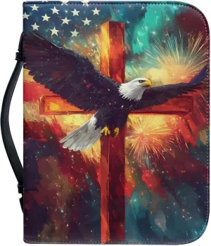 Bible Cover Men and Women's Lightweight PU Leather Bible Carrying Case Bible Cover for Church Handy Scripture bag