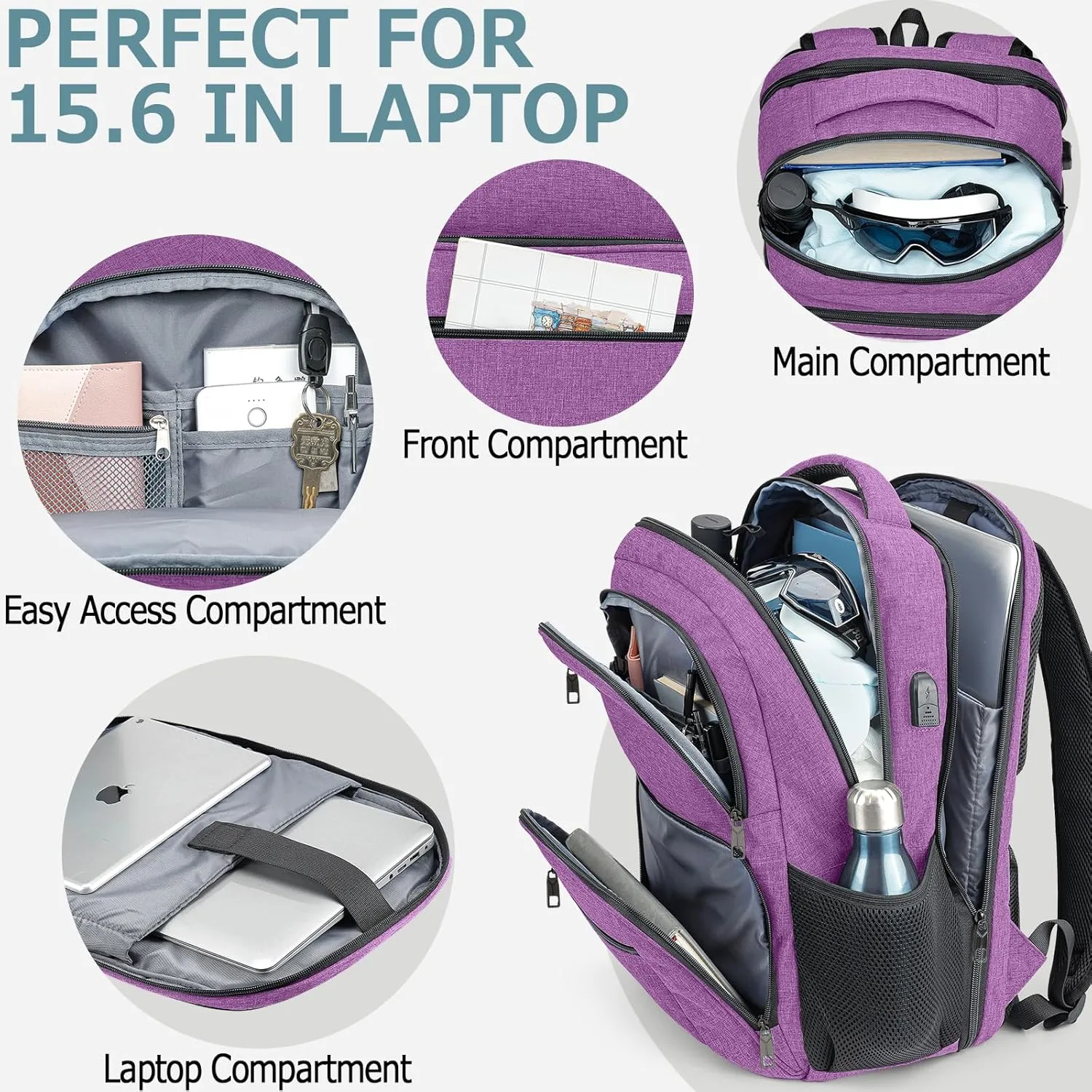 BIKROD Backpack for Girls Women, School Backpack for Teen Boys, Lightweight Casual High School Bookbag, Daily-use Travel Laptop Backpack with USB Charging Port Fits 15.6 Inch Notebook