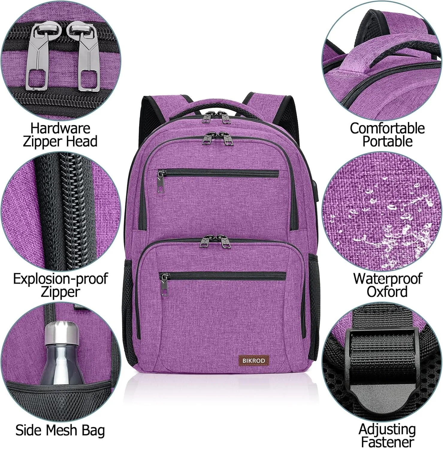 BIKROD Backpack for Girls Women, School Backpack for Teen Boys, Lightweight Casual High School Bookbag, Daily-use Travel Laptop Backpack with USB Charging Port Fits 15.6 Inch Notebook