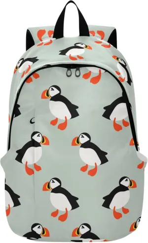 Bird Puffins Seabird Laptop Backpack Travel Hiking Camping Work Computer Back Packs Book Bags for Men Women