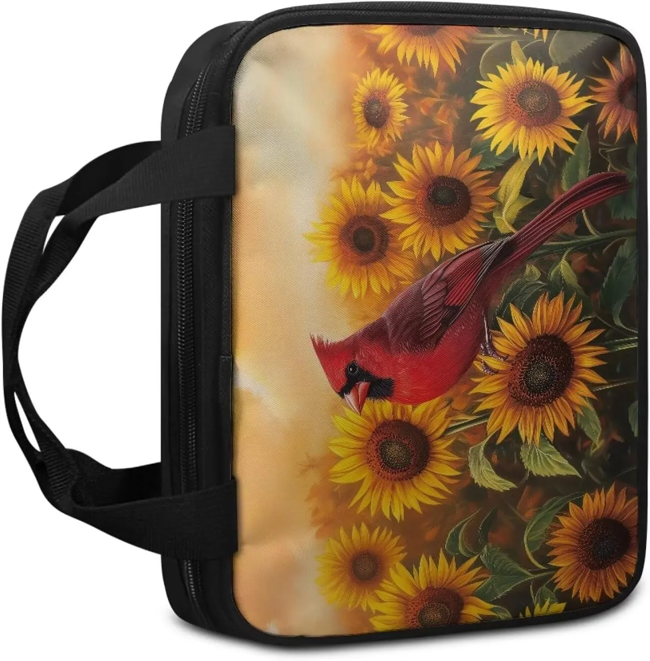 Bird Sunflower Bible Covers for Women Ladies Waterproof Bible Carrying Case with Handle Stylish Bible Holder Case Lightweight Church Bag Gift for Mother Lady Women Men