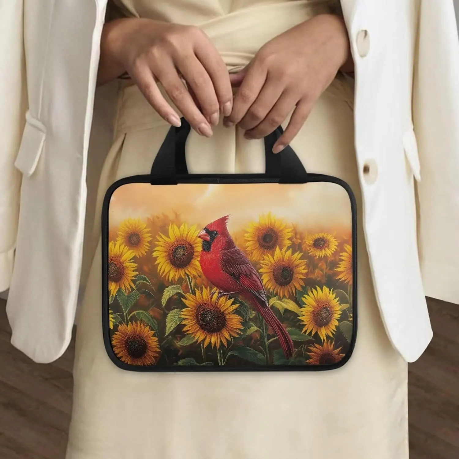 Bird Sunflower Bible Covers for Women Ladies Waterproof Bible Carrying Case with Handle Stylish Bible Holder Case Lightweight Church Bag Gift for Mother Lady Women Men