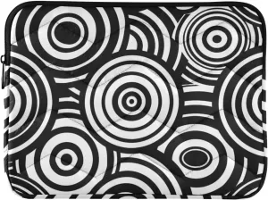 Black and White Concentric Circles Laptop Sleeve Briefcase Carrying Computer Bag,Quilted Computer Bag Case Traveling Briefcase
