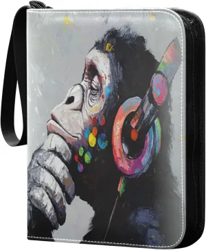 Black Ape Wear Colorful Headphones Cards Binder 4 Pocket Fits 400 Cards with 50 Removable Sleevesves, Trading Card Collector Zipper Album Holder Portable Card Games Display Storage Cases
