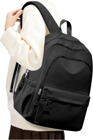 Black Backpack for School, High School Bookbag Back Pack for Teens Girls Boys, Lightweight College Backpack Bookbag for Women Men, Simple Casual Daypack Backpack Mochilas Escolares para Adolescentes