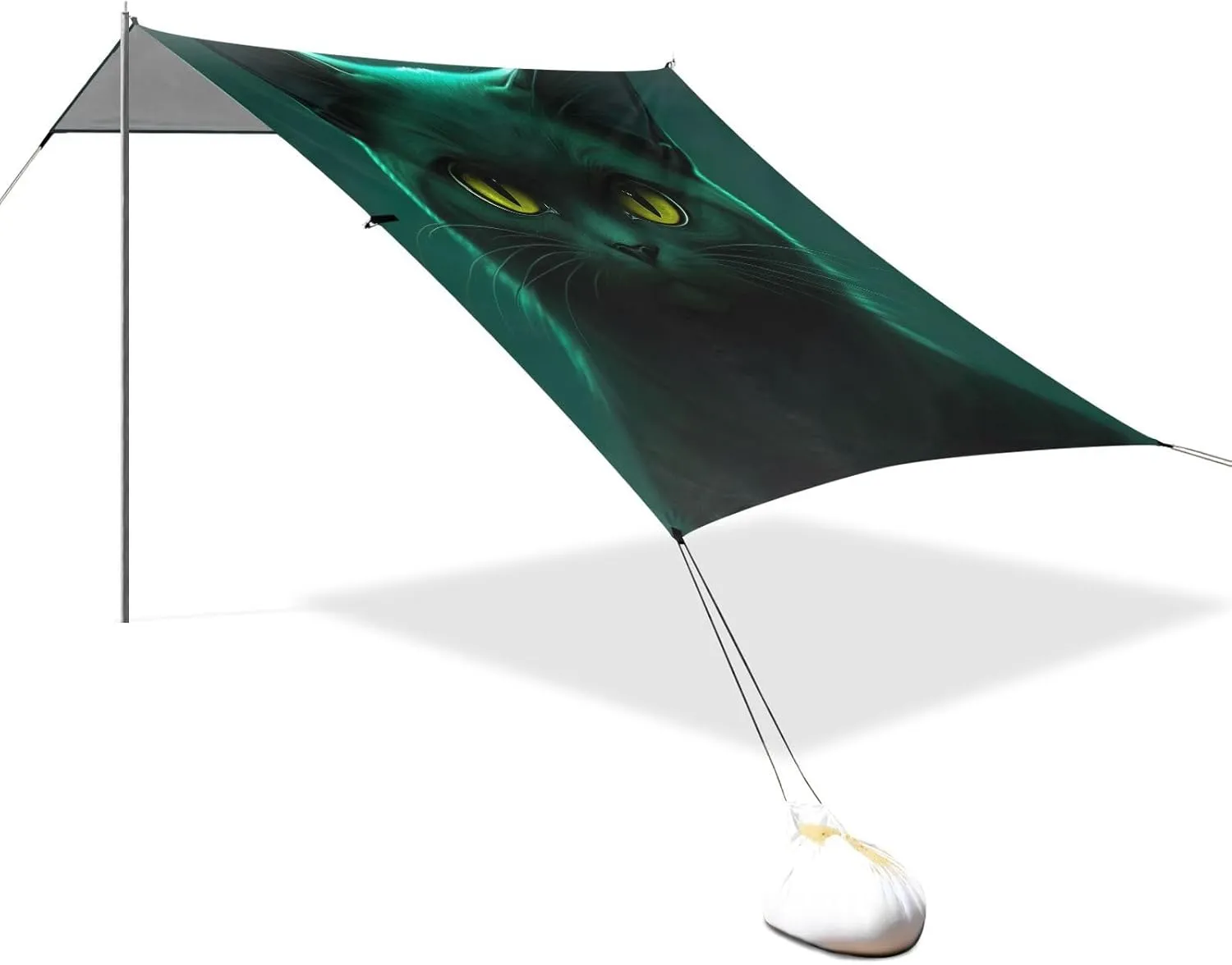 Black Cat Dark Beach Tent Canopy 9.2 × 10.5 FT Sun Shade Outdoor Patio Picnic Canopies Sand Camping Sun Shelter with Anchor Poles Easy up