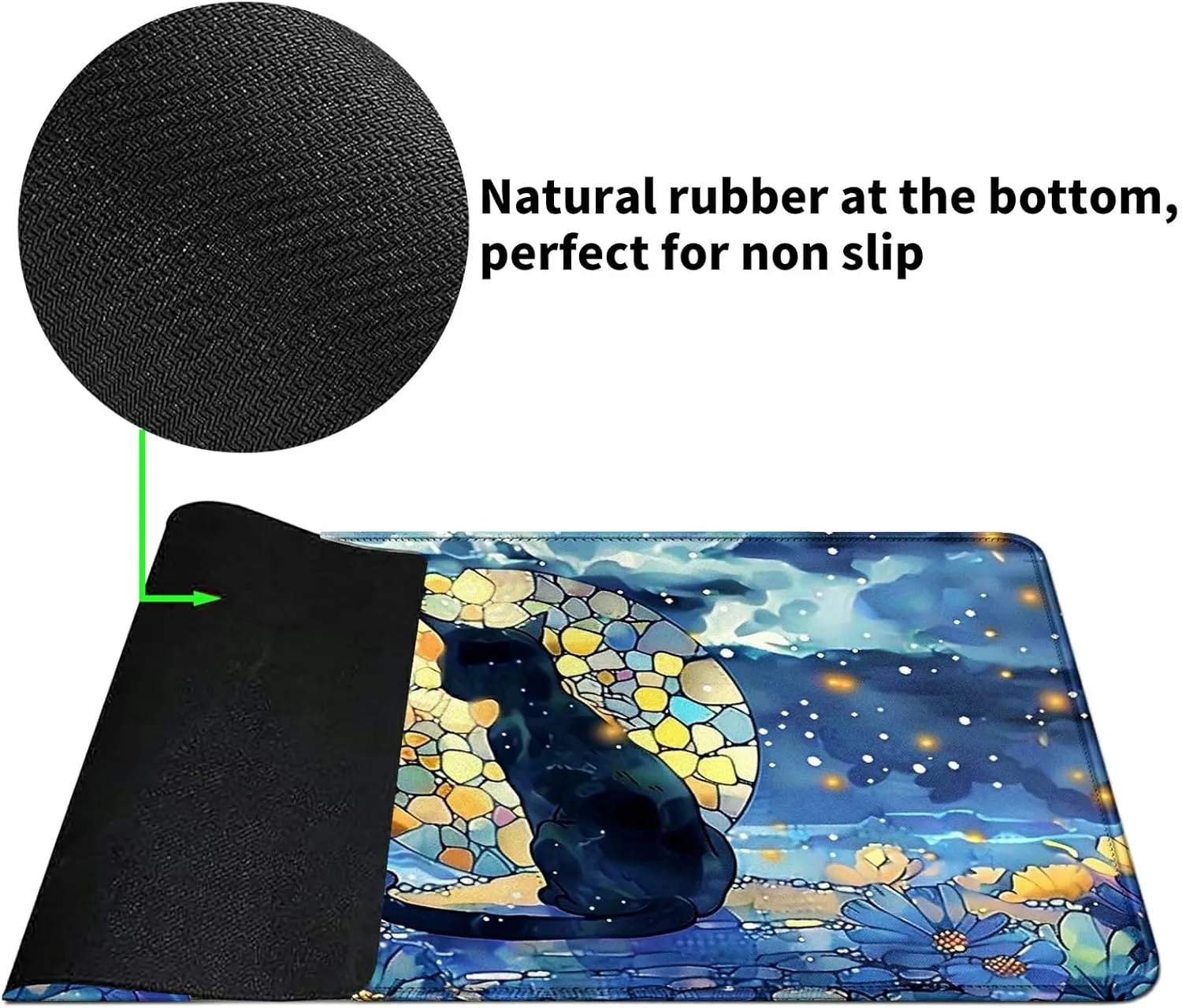 Black Cat Sits On The Moonlit Card Mat for MTG & TCG Playmat Mouse Pad,23.6" x 13.8" Game Mat Trading Card Game Playmats Table Mat Perfect for Card Games Video Games Computer Office