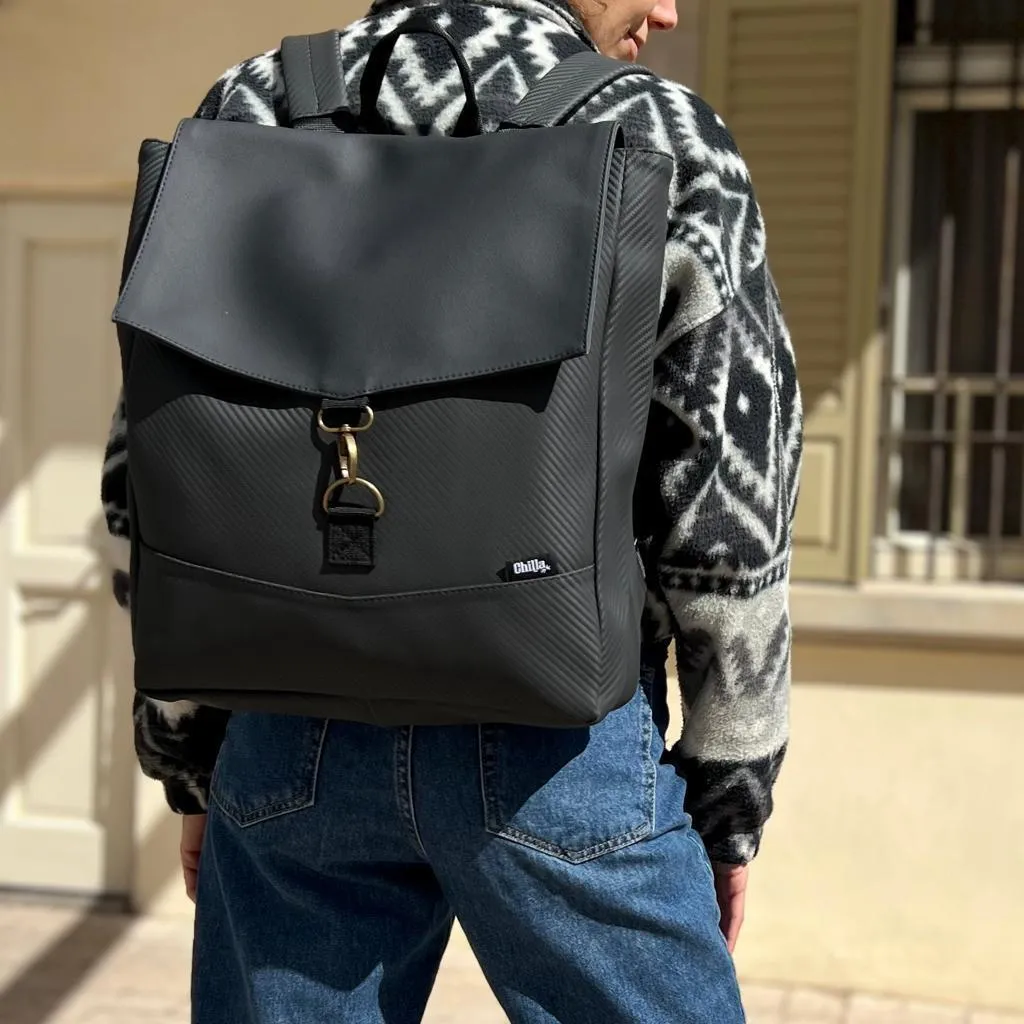 Black Texture Large Students Backpack