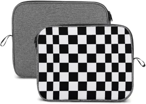 Black White Race Checkered Flag Printed Laptop Sleeve Case Protective Notebook Carrying Bag Travel Briefcase 13inch