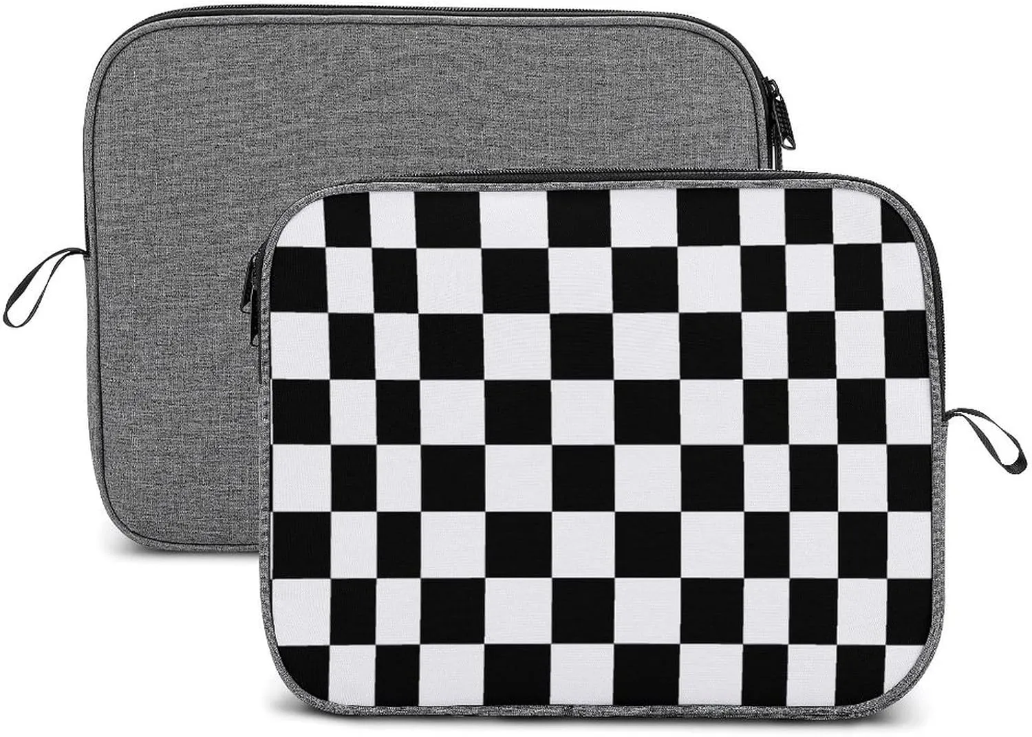 Black White Race Checkered Flag Printed Laptop Sleeve Case Protective Notebook Carrying Bag Travel Briefcase 13inch