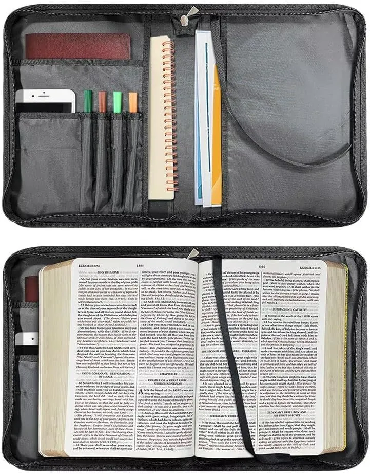 Blue Butterfly Womens Bible Cases Zippered Bible Cover Bag Multi-Purpose Bible Cover Case with Handle Church Bag Bible Carrying Tote Cases for Bible Study