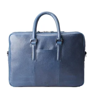 Blue Office Briefcase Men Attache, Document Portfolio Messenger Shoulder Bag, Laptop Business Work Crossbody, Custom Engraved Gift