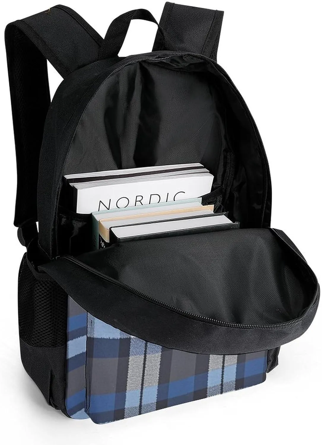 Blue Scottish Tartan Plaid Art Rucksacks Lightweight Multipurpose Anti-Theft Shoulder Bag Big Capacity Laptop Book Bag Rucksack With Padded Straps