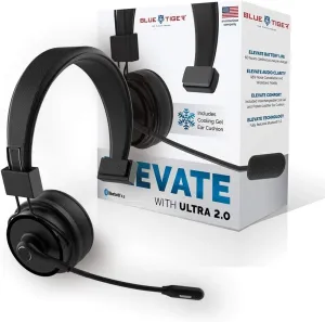 Blue Tiger Elite Ultra 2.0 Wireless Bluetooth Headset – One-Ear Piece Trucker Professional Headset - Bluetooth 5.2 with Microphone – 60 Hours Talk Time, 1200 Hours Standby