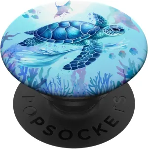 Blue Turquoise Ocean Love Sea Turtle PopSockets Adhesive PopGrip