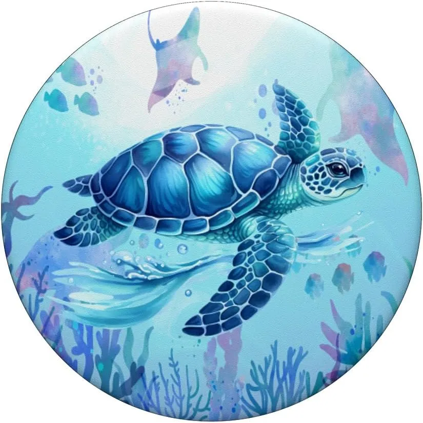 Blue Turquoise Ocean Love Sea Turtle PopSockets Adhesive PopGrip