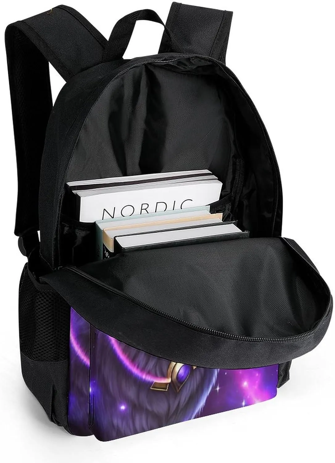 Blue Universe Galaxy Magic Wolf In The Space Art Daypack Backpack Polyester Multipurpose Anti-Theft Shoulder Bag Big Capacity Gym Outdoor Hiking Backpack With Smooth Zippers