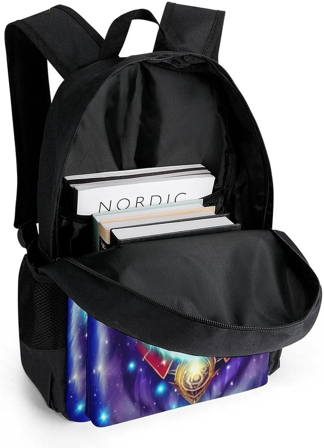 Blue Universe Galaxy Magic Wolf In The Space Art Rucksacks Lightweight Multipurpose Anti-Theft Shoulder Bag Big Capacity Laptop Book Bag Rucksack With Padded Straps