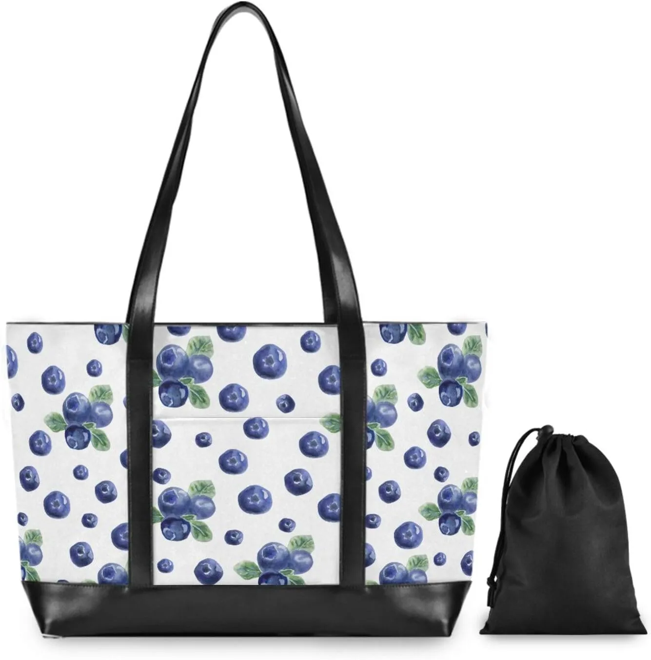 Blueberry Fruit Laptop Tote Bag for Women - Canvas Teacher Work Travel Bag with Zipper