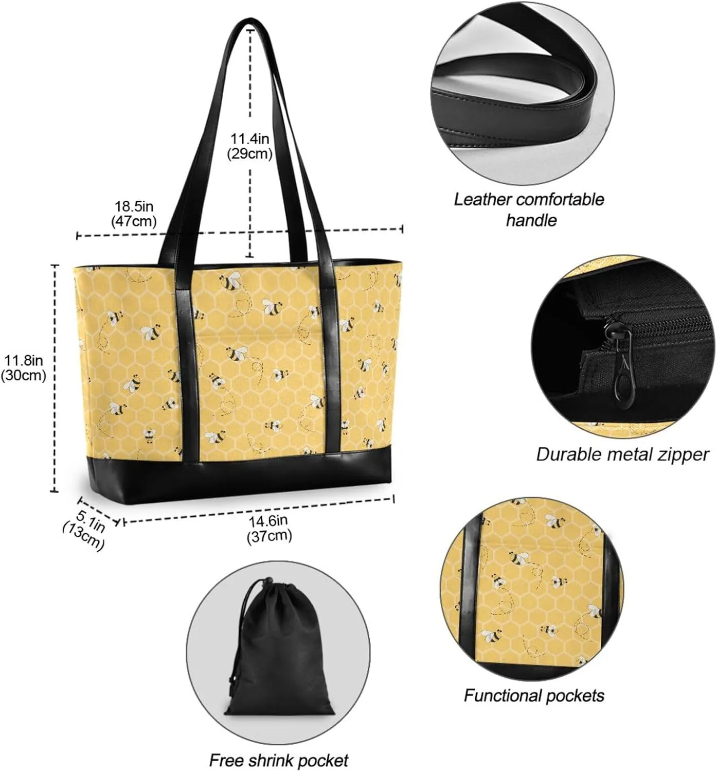Blueberry Fruit Laptop Tote Bag for Women - Canvas Teacher Work Travel Bag with Zipper
