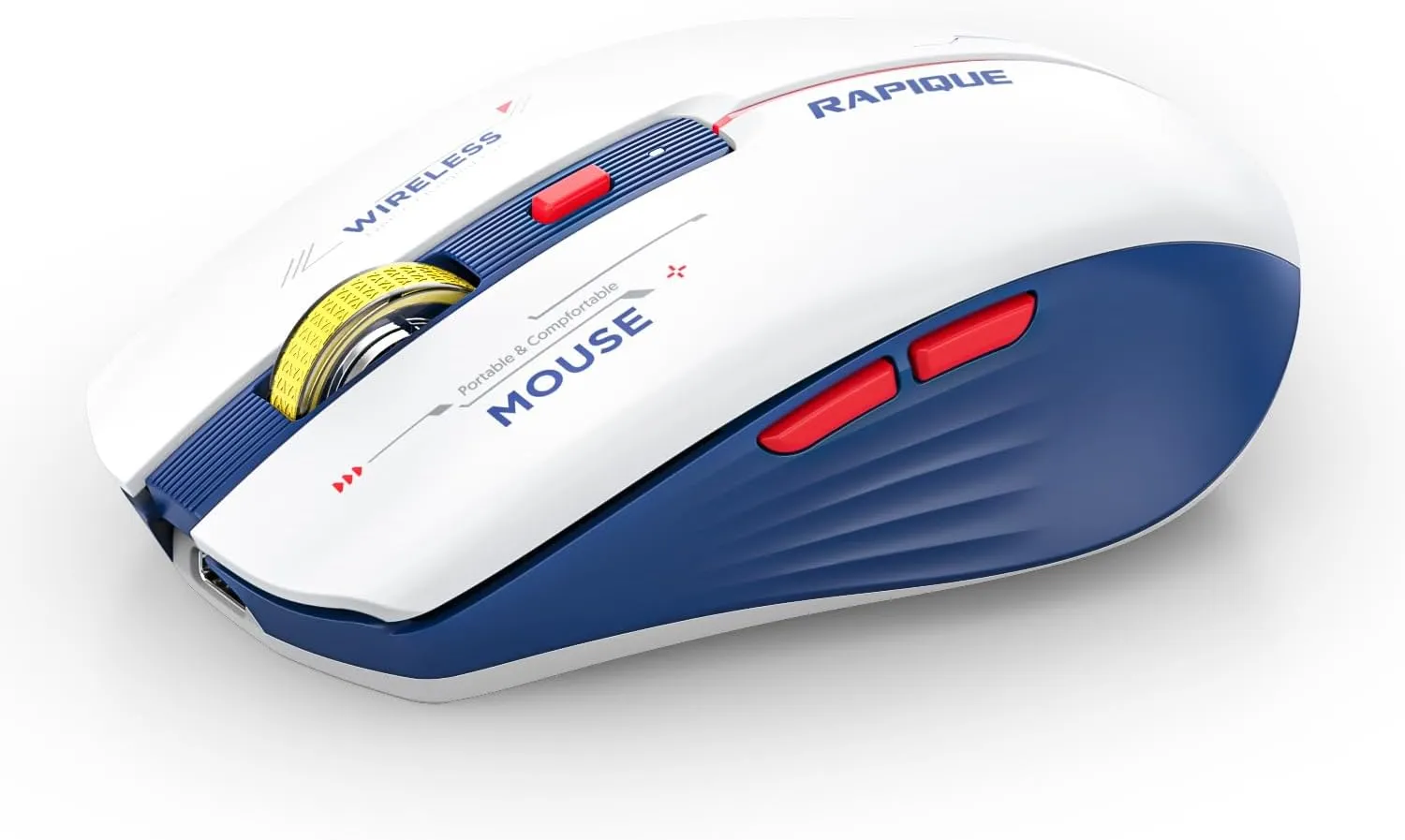 Bluetooth Wireless Mouse - (BT1/BT2 USB) Tri-Mode High Performance, Rechargeable, Multi-Device Compatible with PC/Laptop/Computer/MacBook/iPad Air Pro (Blue and White)
