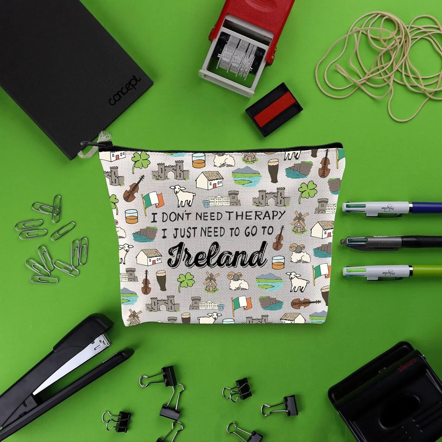BLUPARK Ireland Cosmetic Bag Ireland Landmarks Gift Ireland Travel Zipper Bag Patricks Day Gift I Don't Need Therapy I Just Need To Go To Ireland Bag (CB, Ireland Bag)