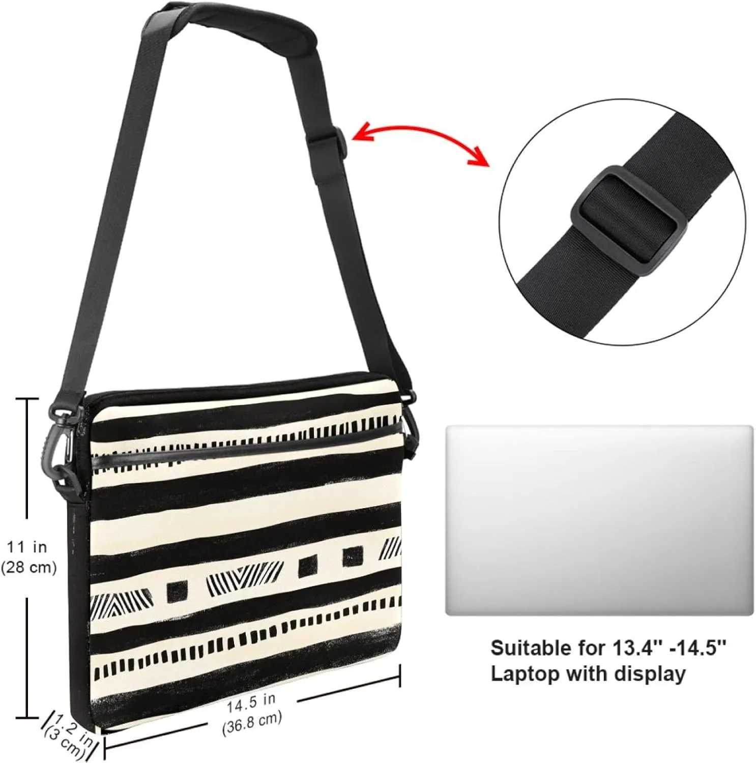 Boho Aesthetic Little Florals Laptop Bag Case Computer Sleeve Shoulder Messenger Bag for Work School