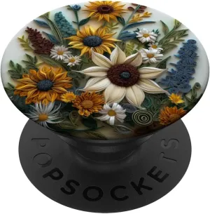 Boho Chic Floral Pattern Mixed Flowers Bouquet PopSockets Standard PopGrip