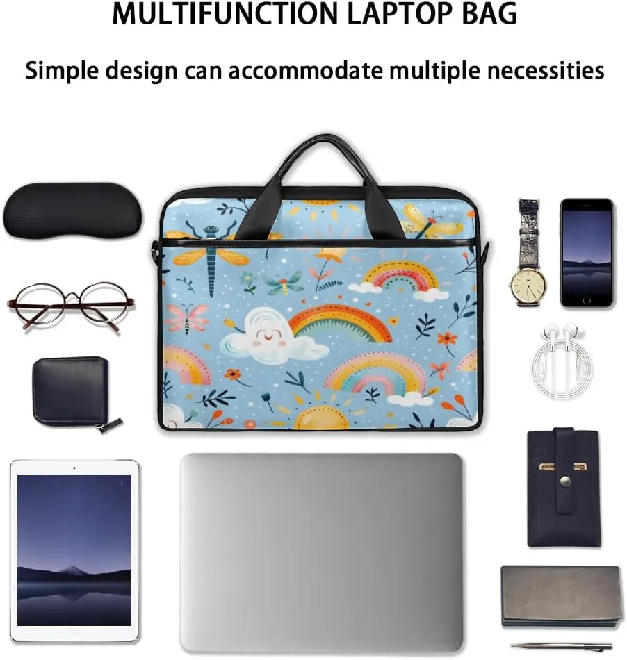 Boho Dragonflies Flowers 15 Inch Laptop Bag Laptop Shoulder Bag Computer Cases for Laptops or Tablets